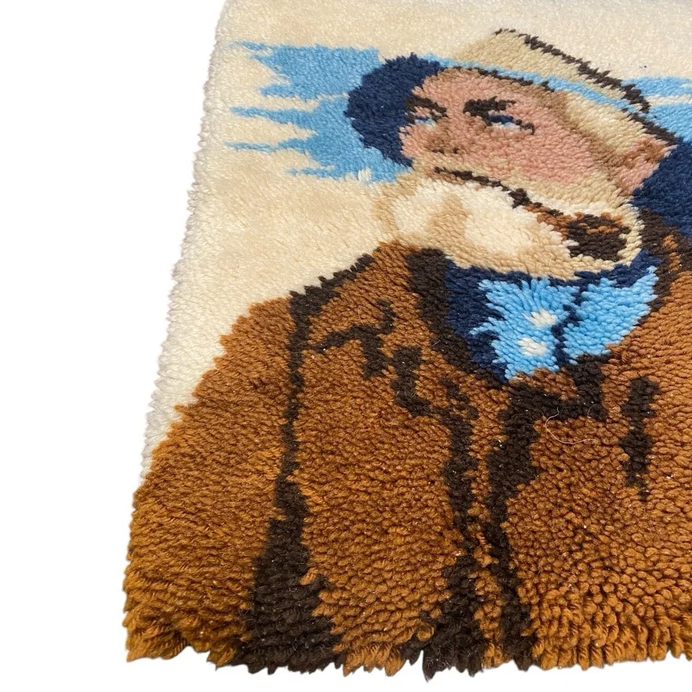 Vtg 90s Rug The Fisherman Latch Hook Bathroom Bedroom Decor 25x20 Nautical CLEAN